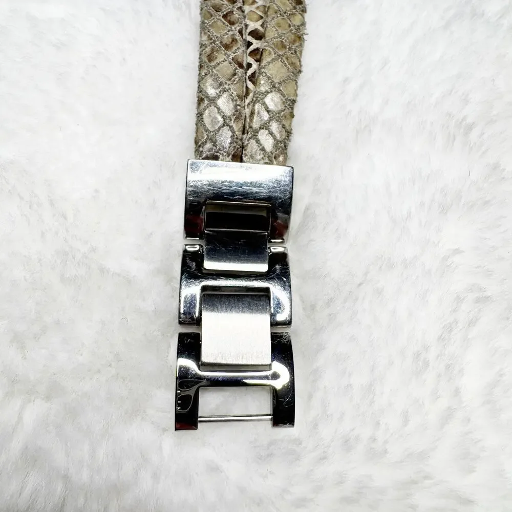 FOSSIL Women's Stainless Steel Watch Genuine Leather Triple Python Snake Strap